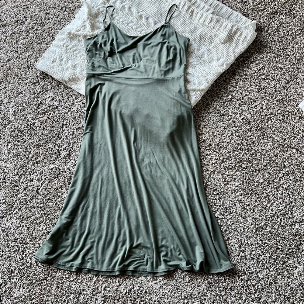 Loft Green Midi Dress Size 14